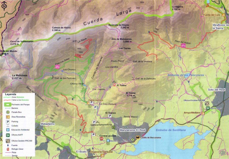 Mapa de la Pedriza, Sierra de Guadarrama