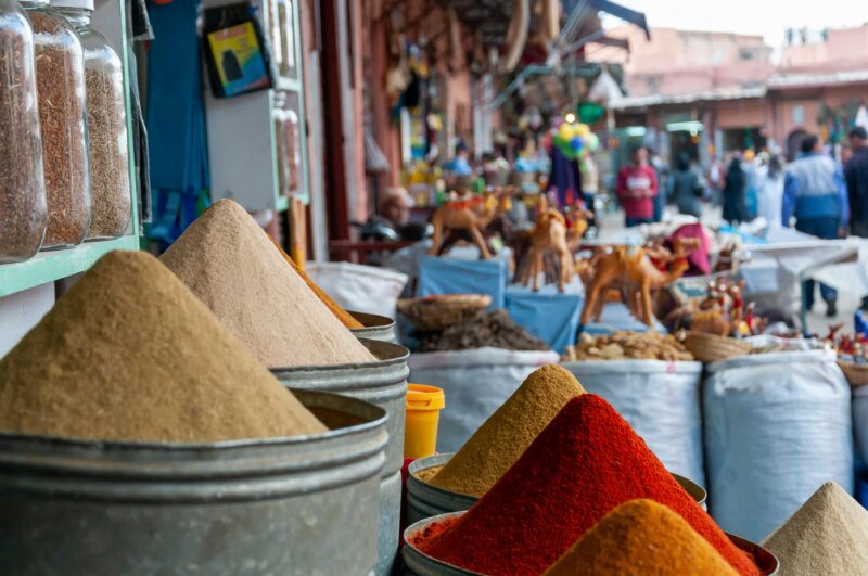 Especias en un zoco de Marruecos